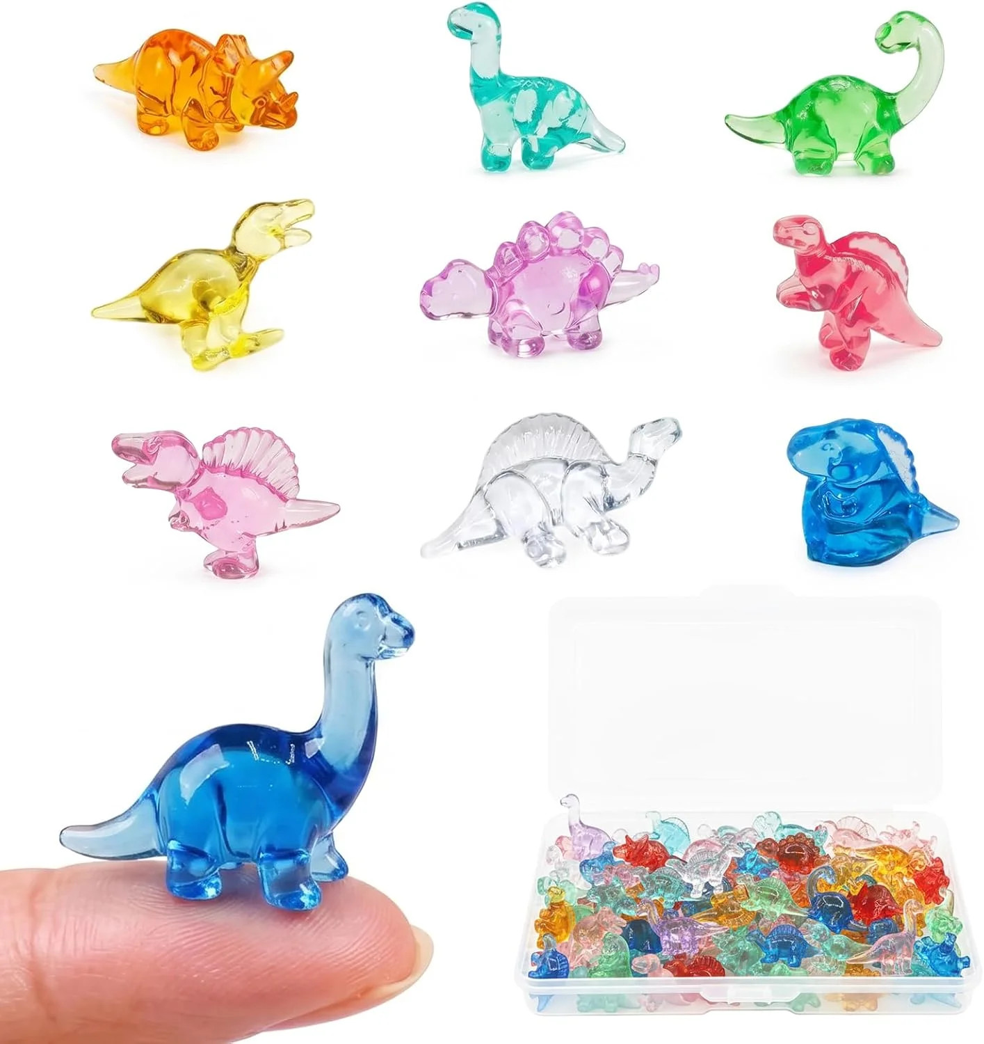 100PCS Mini Dinosaur Figurines: Tiny Resin Animals Bulk Pack