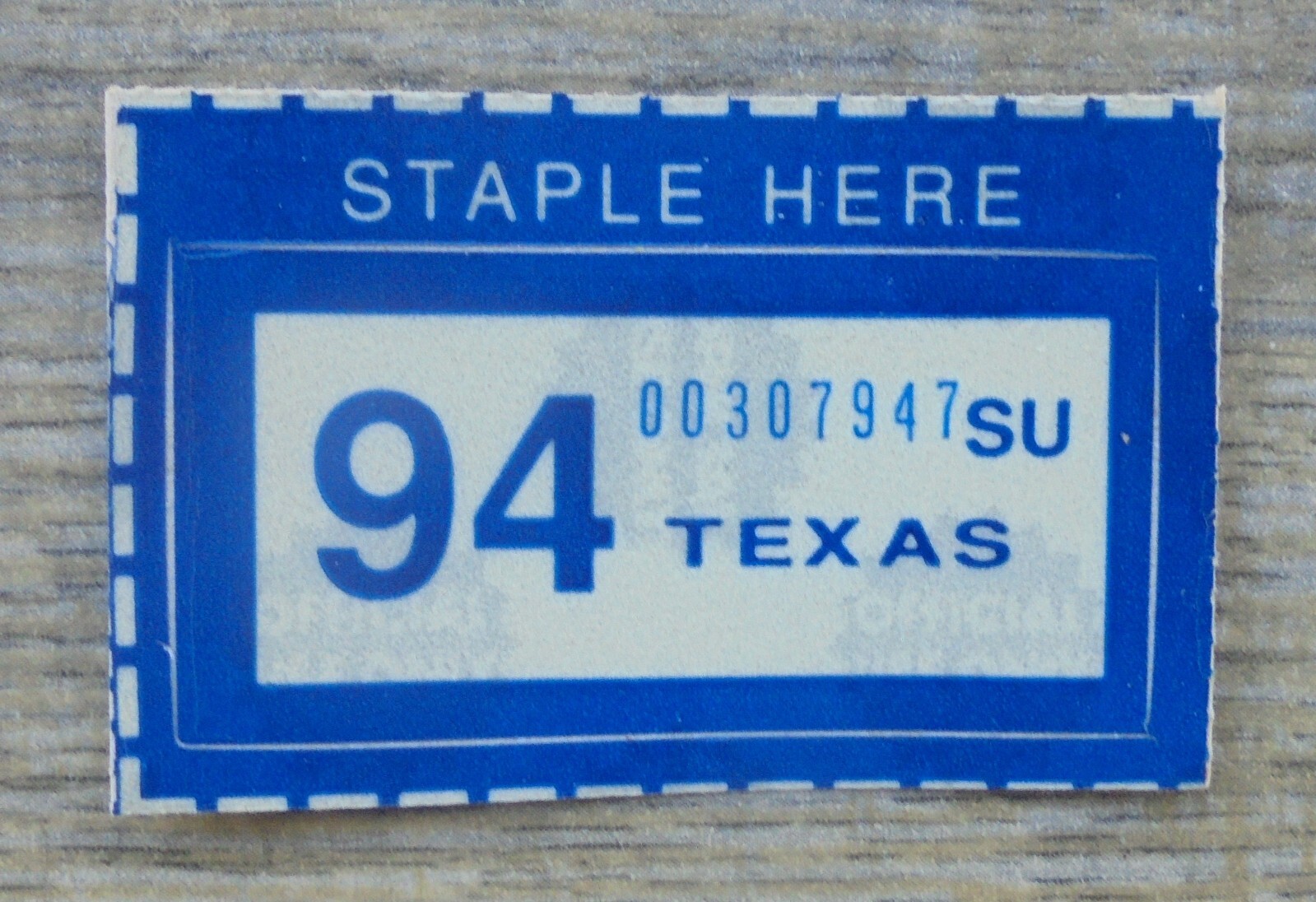 1994 TEXAS PLATE RENEWAL STICKER SPECIALITY NEW/UNUSED