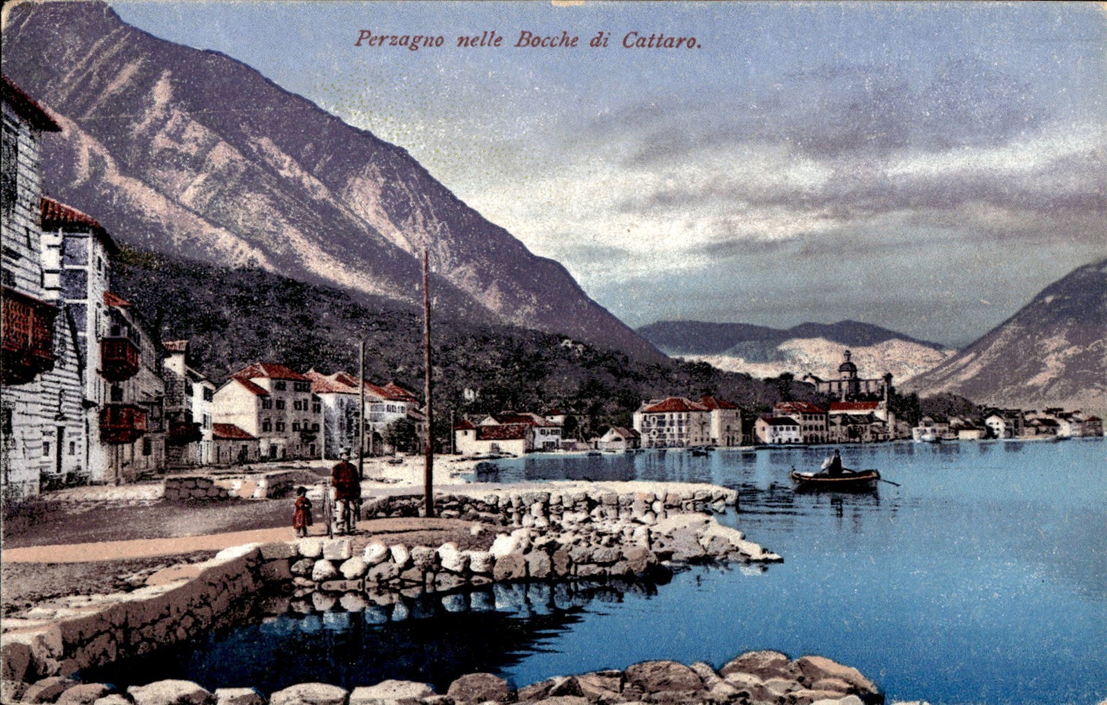 Montenegro Kotor Bay Perzagno Harbor View 1927 PC