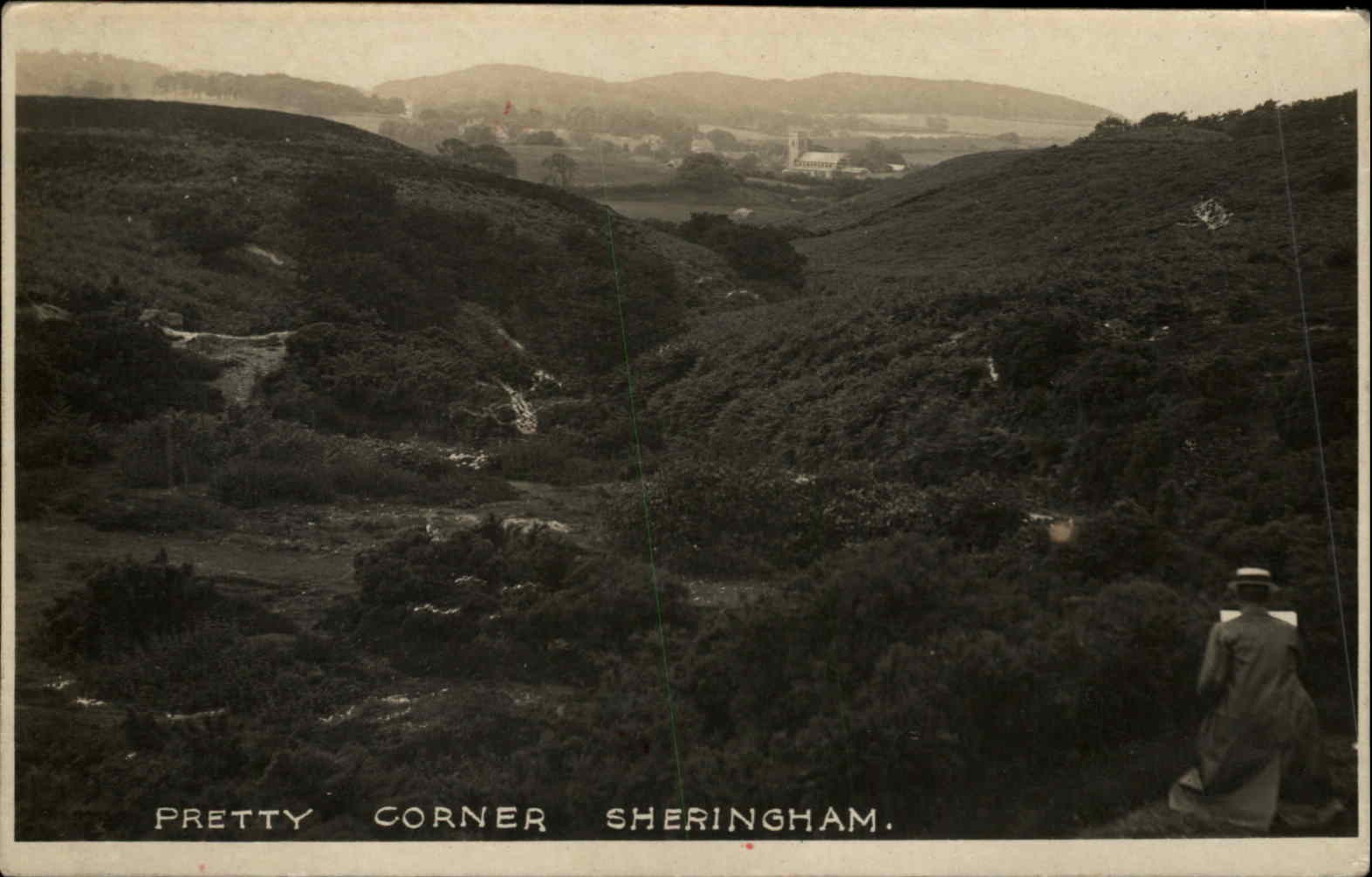 SHERINGHAM NORFOLK Pretty Corner Bird\'s Eye View Vintage RPPC