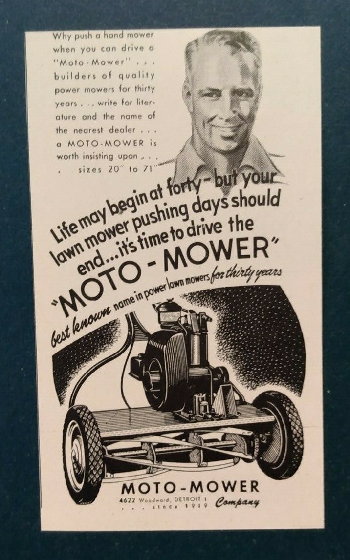 1949 Moto-Mower Advertisement Woodward, Detroit