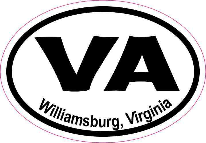 3X2 Oval VA Williamsburg Virginia Sticker Vinyl Travel Car Decal Cup Stickers