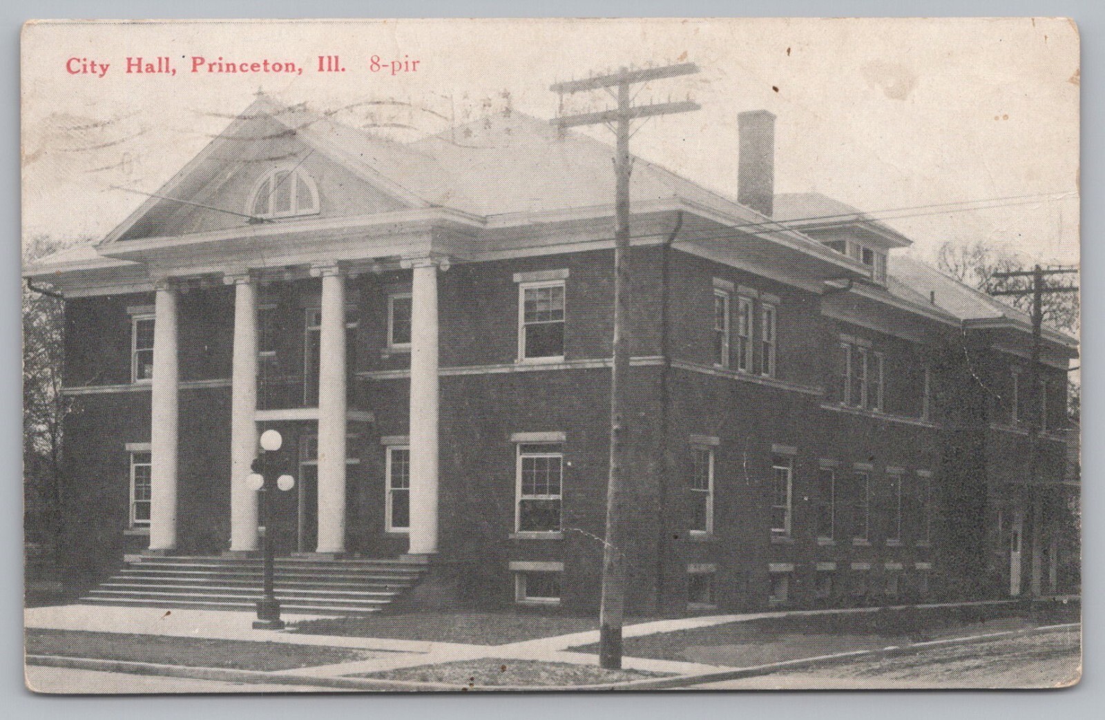 City Hall, Princeton, IL-Illinois, Posted 1916 Vintage Postcard TS-13A