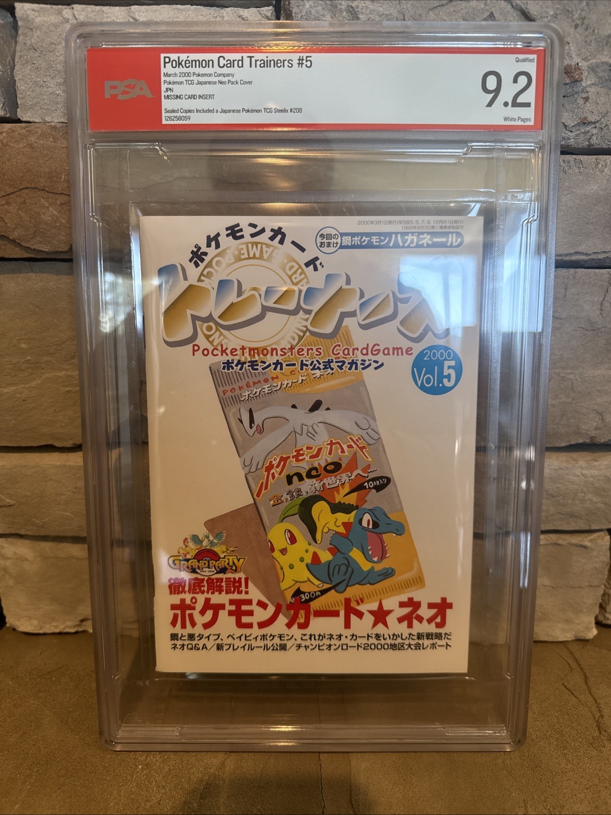 PSA 92 Graded Pokemon Card Trainers Magazine Vol 5 G2U