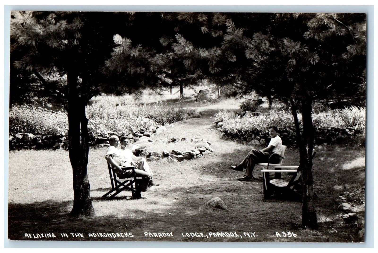 c1940\'s Adirondacks Paradox Lodge Garden Nature New York NY RPPC Photo Postcard