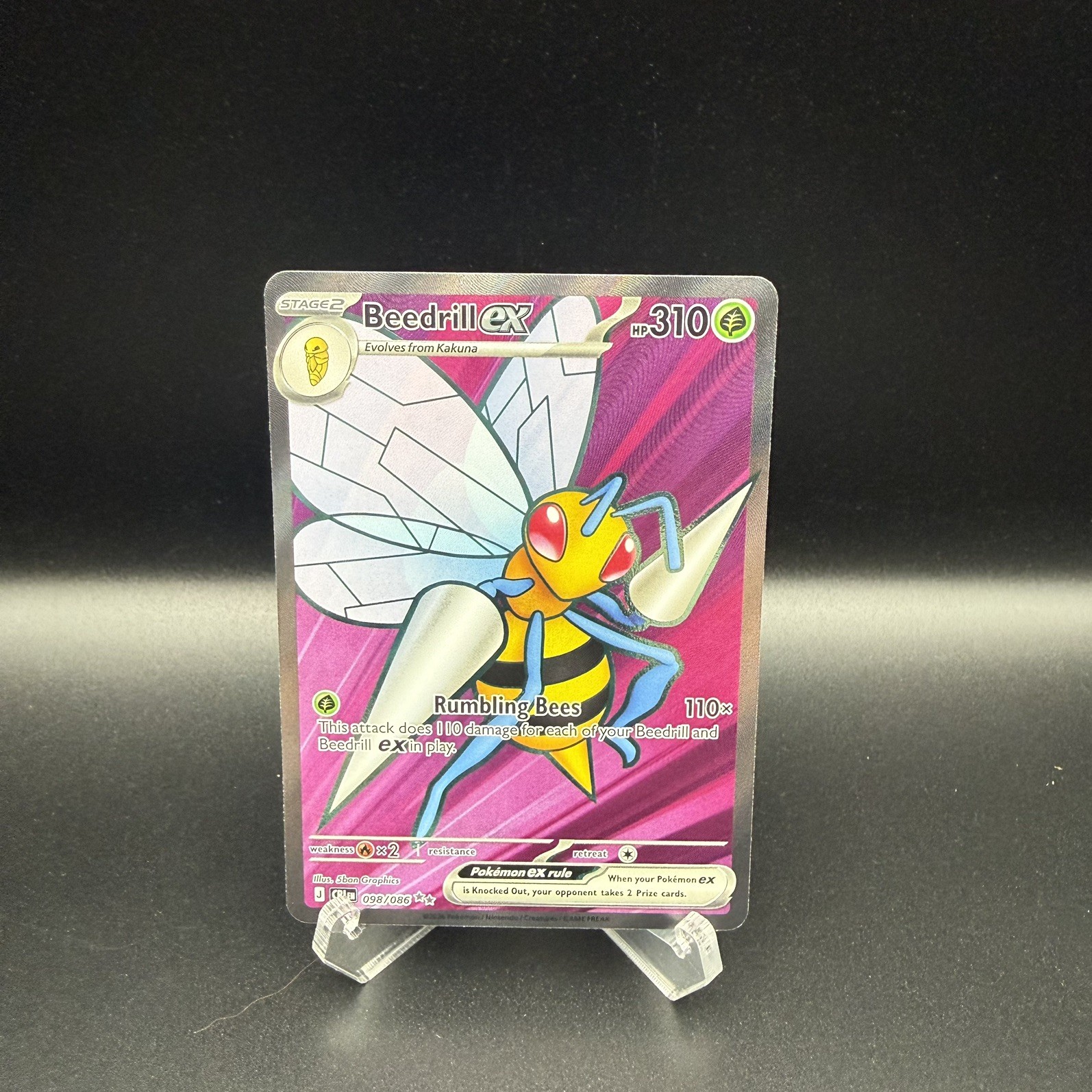 Pokémon TCG Beedrill Ex 098/086 Chaos Rising Ultra Rare Full Art