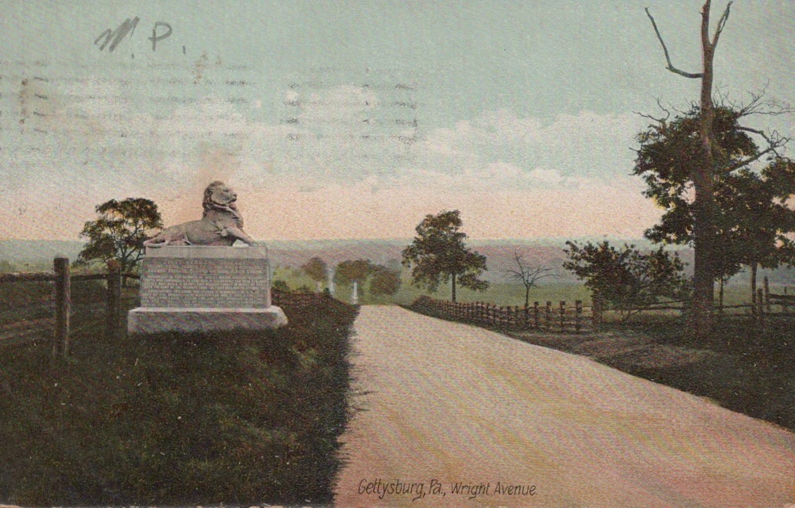Postcard Wright Avenue Gettysburg PA 1907