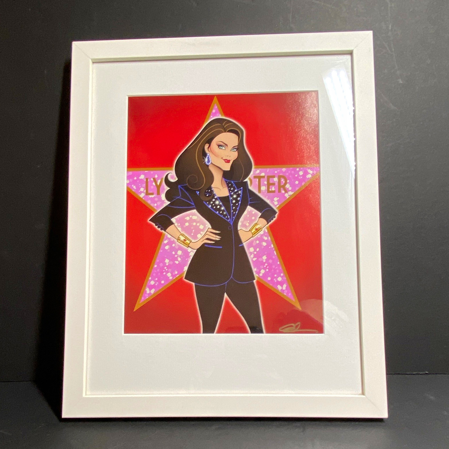 Signed “Lynda Carter Variety Show illustration” Artist Glen Hanson Signed “Lynda Carter Variety Show illustration” Artist Glen Hanson