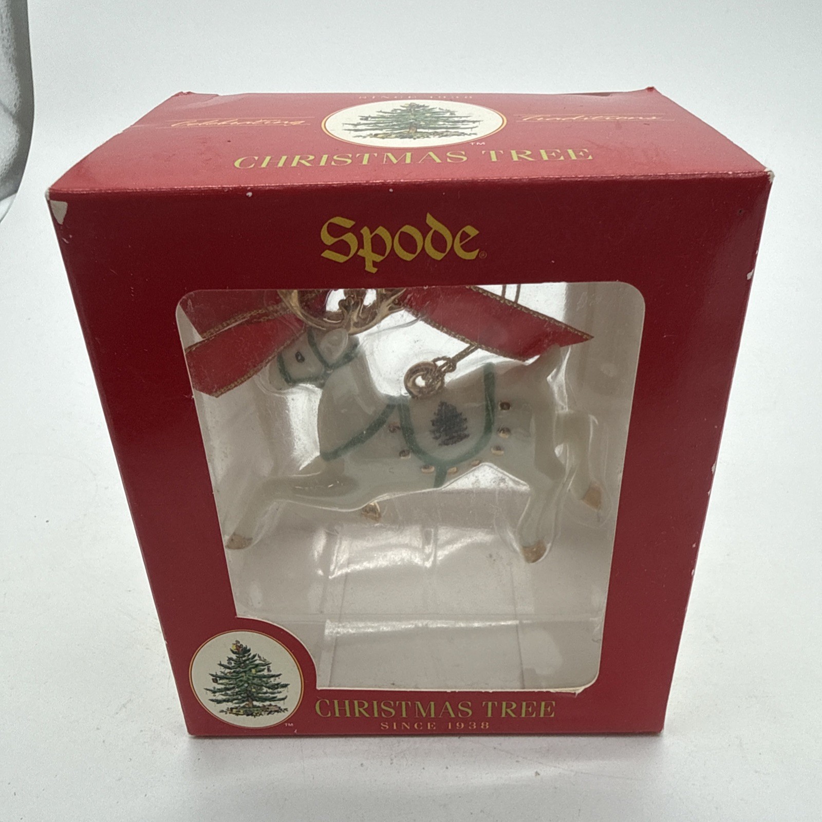 Spode Christmas Tree Reindeer Porcelain Ornament New Box Dmg