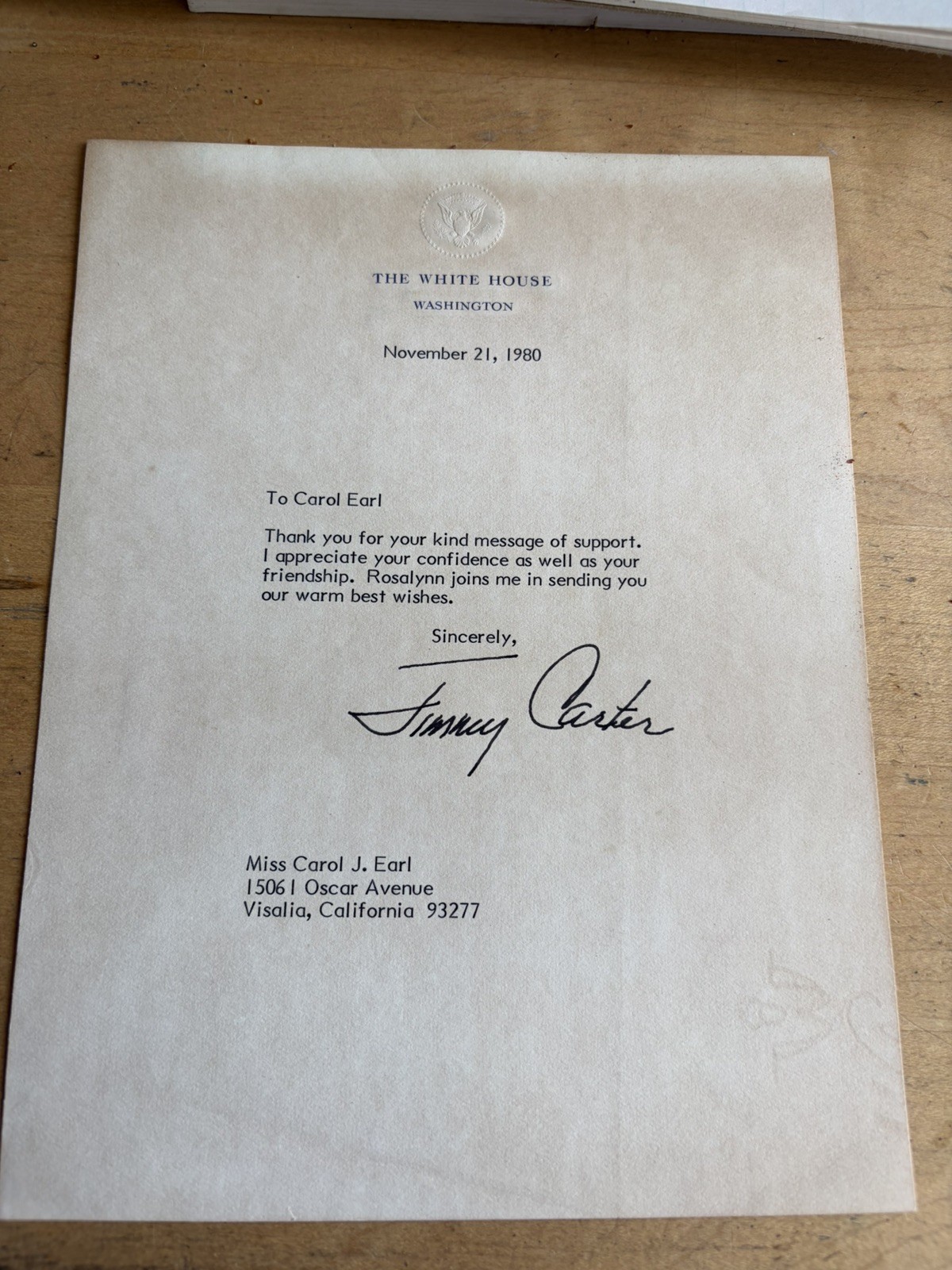 President Jimmy Carter Signed White House Letter Full Signature President Jimmy Carter Signed White House Letter Full Signature