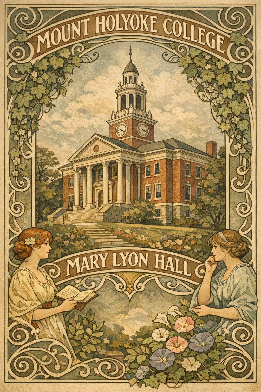 🌿 Mount Holyoke College Poster - Mary Lyon Hall 🏛️ 18x24” - Premium Art Print