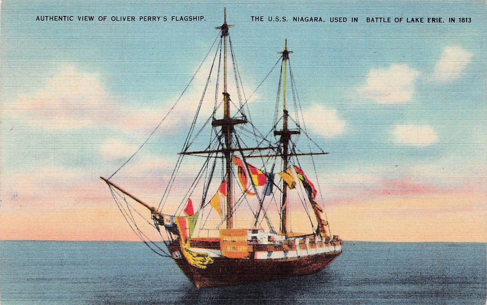 USS Niagara Battle of Lake Erie US Brig Navy Military Flagship Vtg Postcard A65