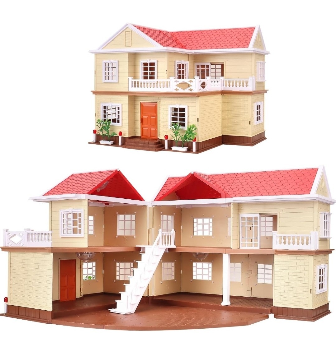 Family Cozy Cabin Doll House Playset Damaged Box 