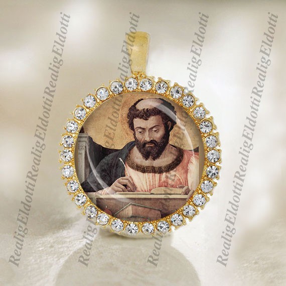 St. Luke Religious Jewelry Patron Catholic Religious Gold Tone Medal Pendant
