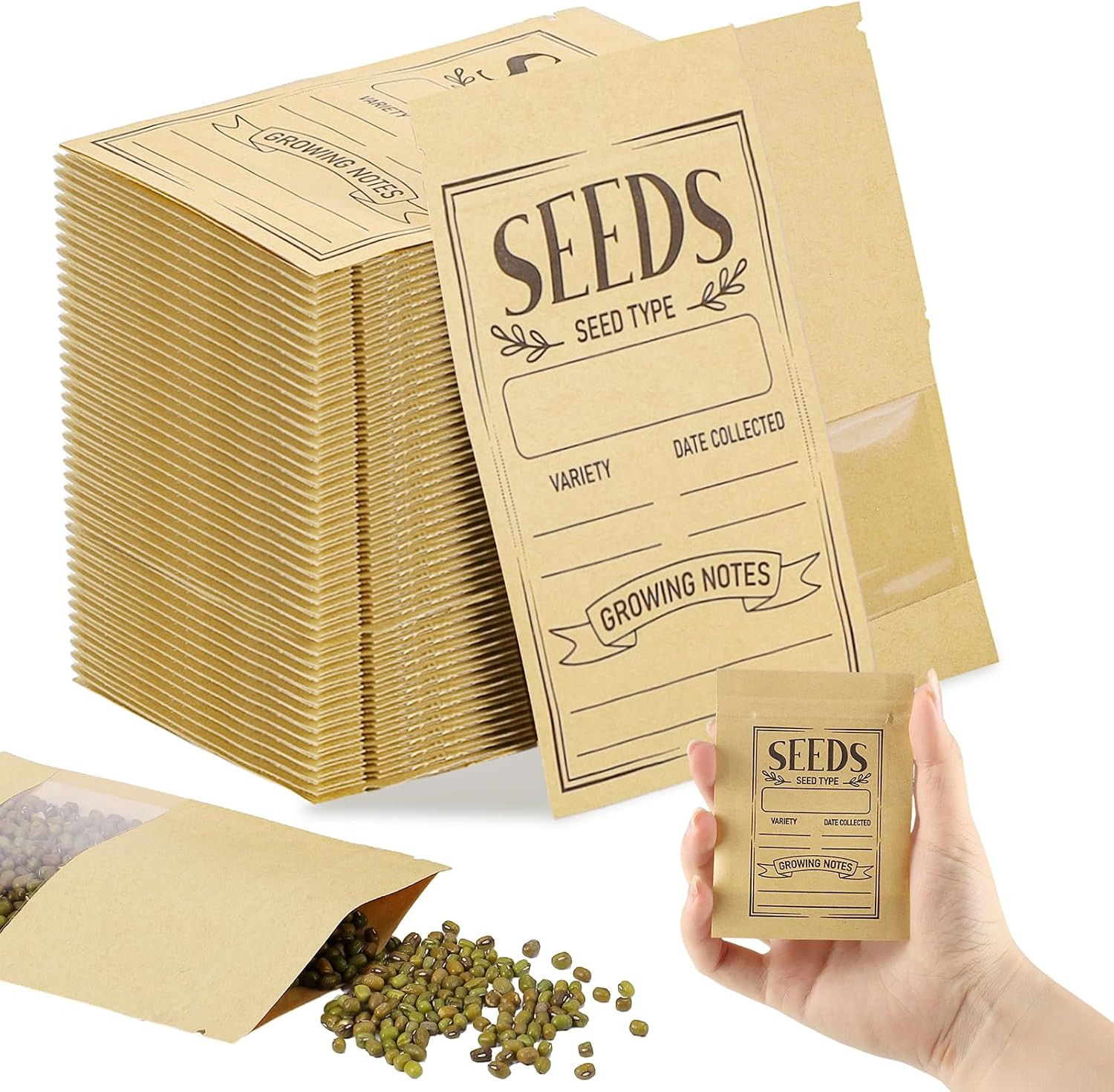 150 Pcs Small Seed Envelopes 2.75 x 3.74 Inch Resealable Storage Packets