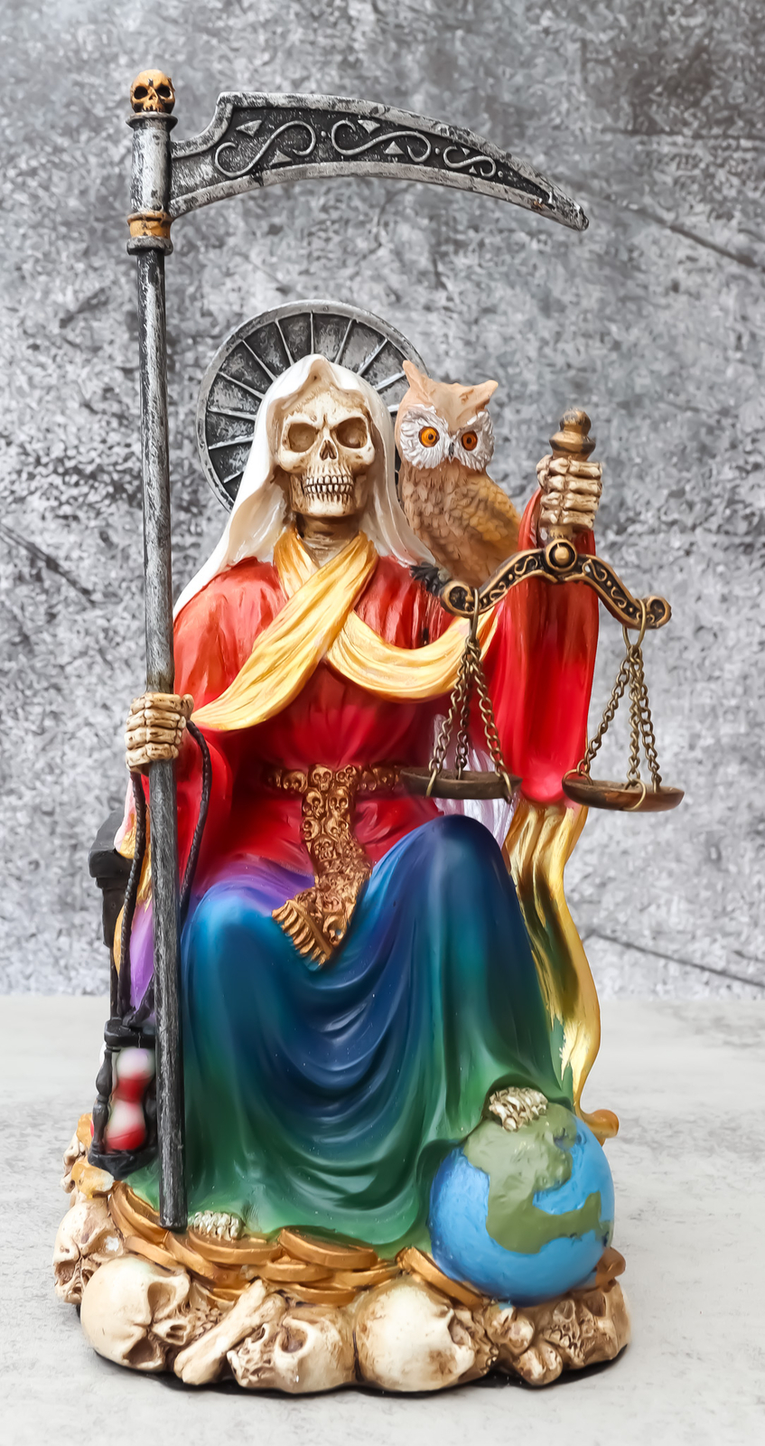Ebros Rainbow Robe All Powers Holy Death Santa Muerte Skeleton DOD Figurine
