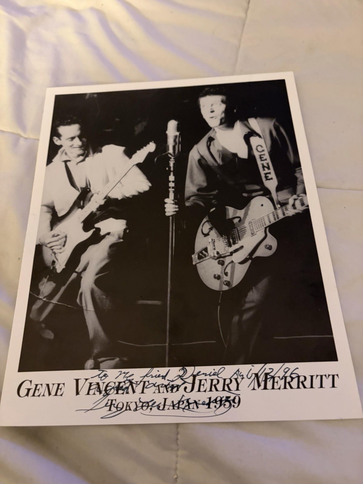 Gene Vincent ,Jerry Merrit Signed Picture Original Tokyo 1959 Gene Vincent ,Jerry Merrit Signed Picture Original Tokyo 1959