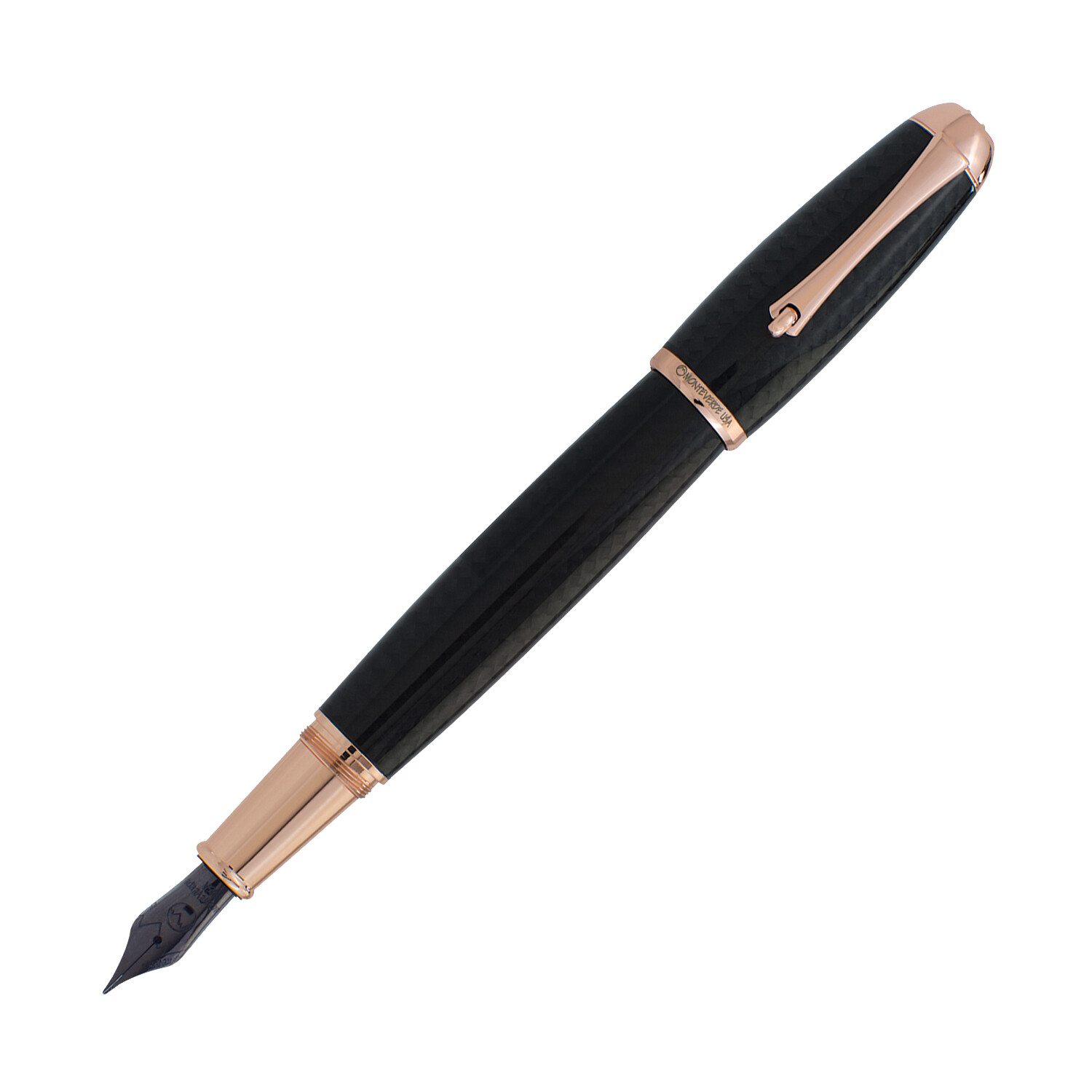 Monteverde Super Mega Fountain Pen in Carbon Fiber with Rosegold Trim - 1.1 Stub
