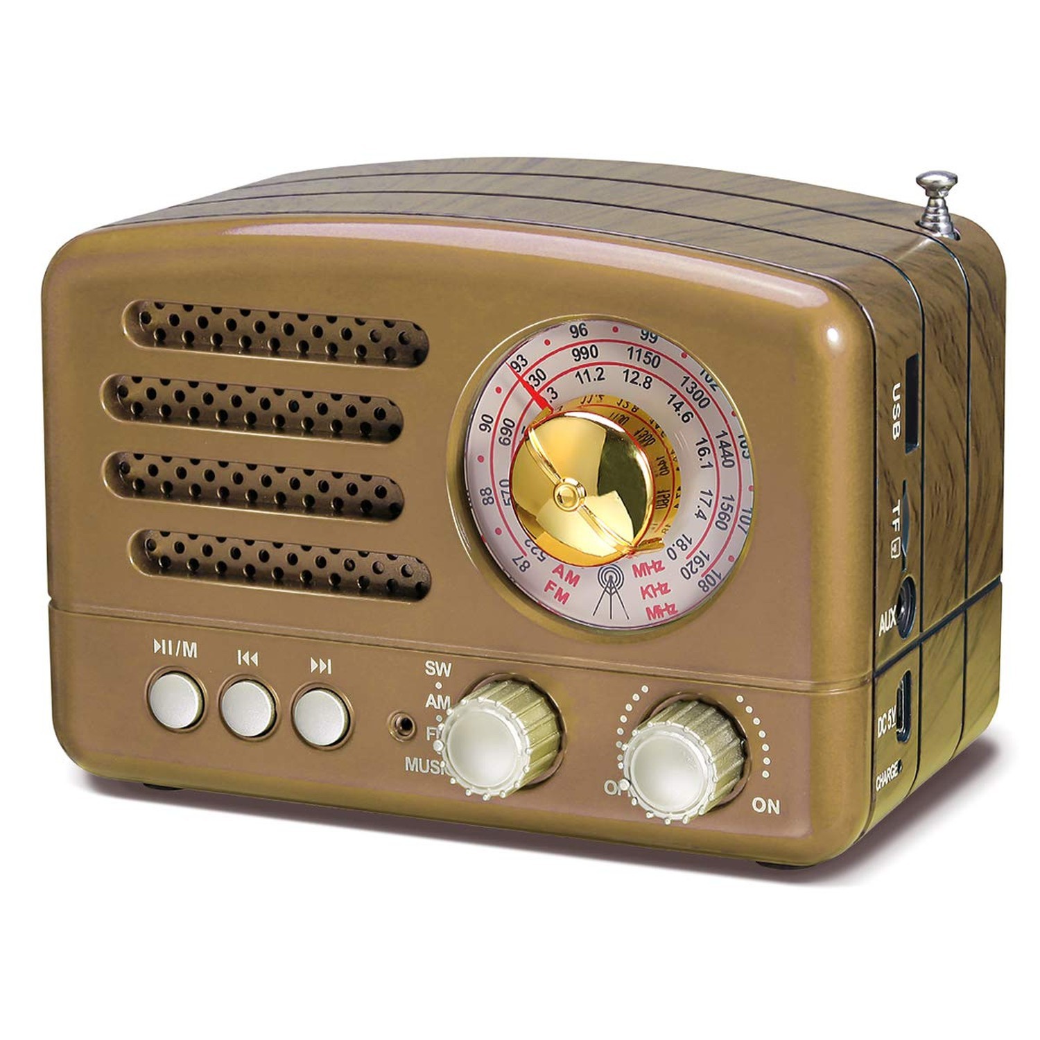 PRUNUS J-160 Retro Vintage AM FM Radio with Bluetooth Speaker, USB/TF Card Pl...
