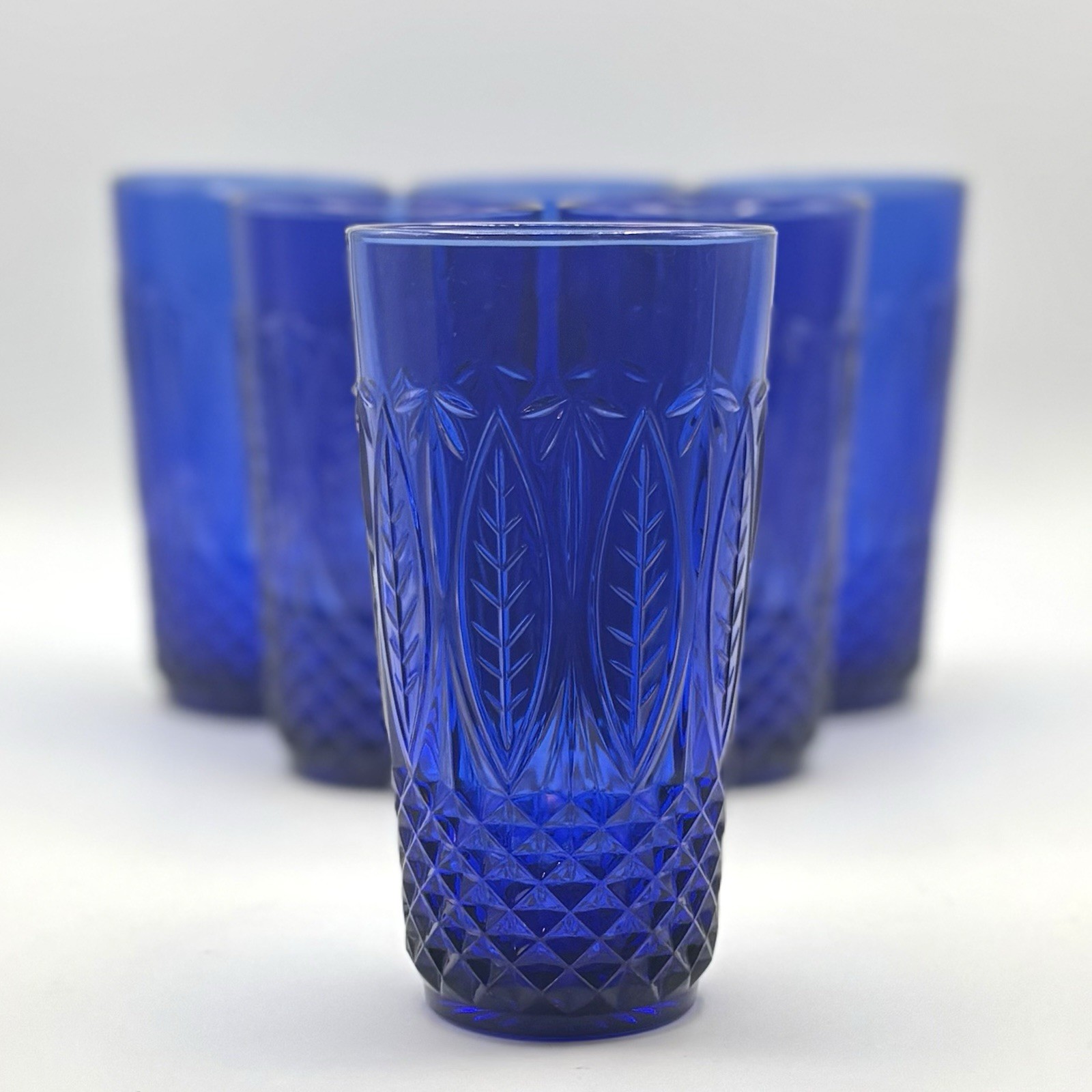 6 Vintage Avon Royal Sapphire Cobalt Blue Glass Tumblers