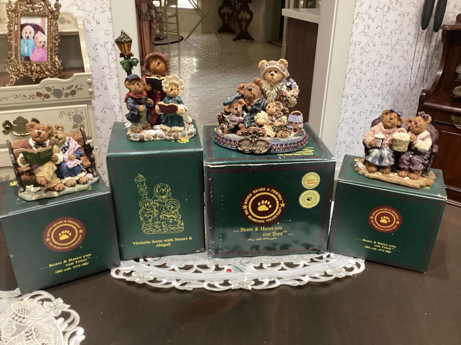 Lot 4 Cute Boyds Bears And Friends The Bearstone Collection Vintage With Boxes