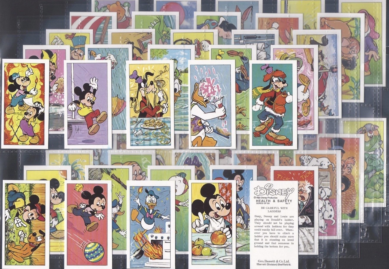Vintage 1977 Bassett Disney Health and Safety Mini Cards Full Set of 50  -  Mint