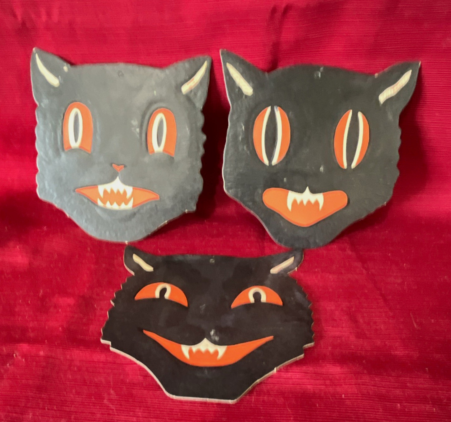 VTG 1950’s H.E. Luhrs Die-Cut Black Cat Halloween Cardboard Hanging Decor Set 3 VTG 1950’s H.E. Luhrs Die-Cut Black Cat Halloween Cardboard Hanging Decor Set 3