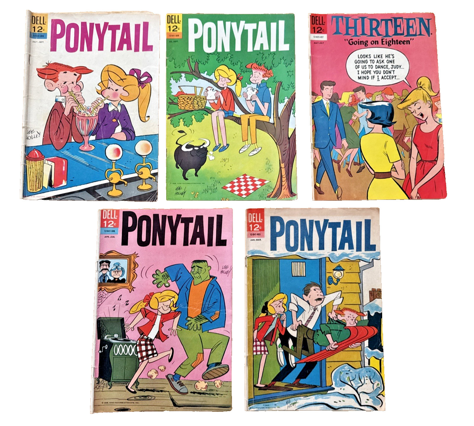Vintage Dell Ponytail Comics Lot of 4 + Thirteen Going on Eighteen 1950s 12¢