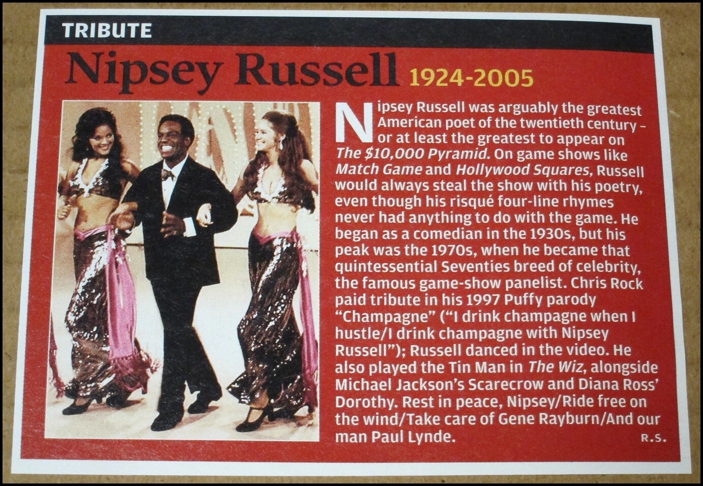 2005 Nipsey Russell Tribute RS Clipping Article 4.25\