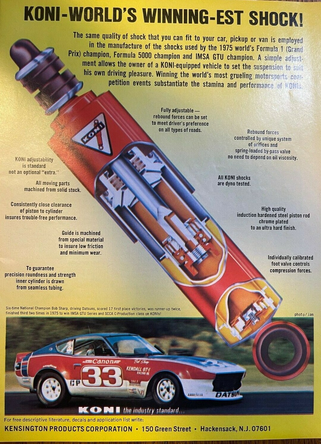 1976 Advertisement KONI Shocks Kensington Products Corporation