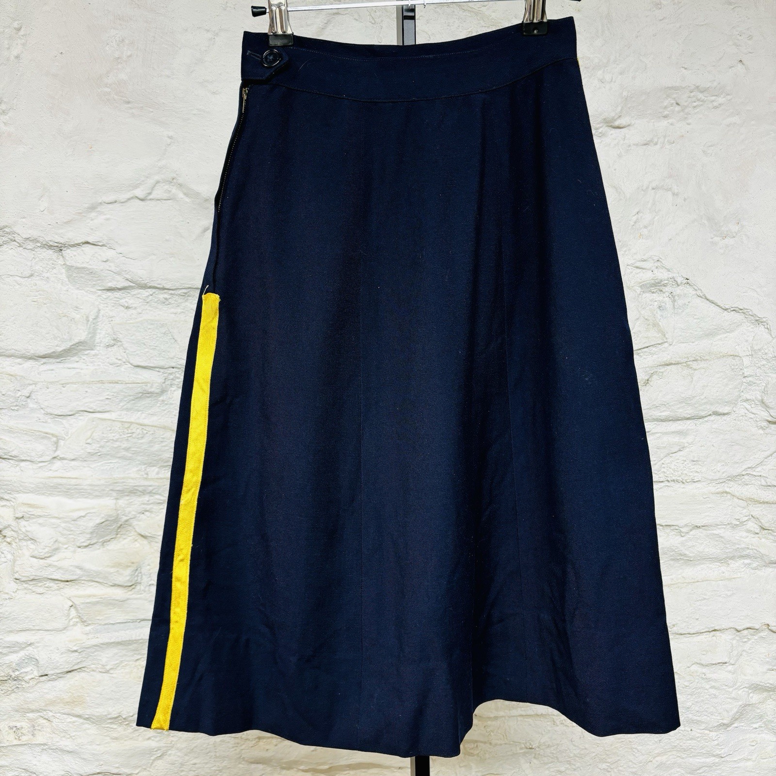 Vintage WWII era Women's US Navy WAVES Uniform Blue Wool Skirt Gold Stripes