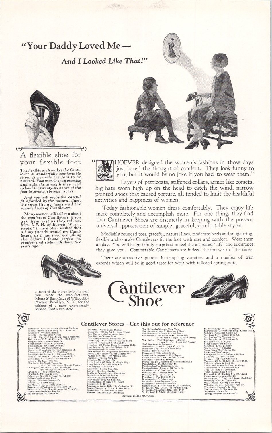 Cantilever Shoe Vintage 1925 Original Print Ad Women\'s Flexible Footwear