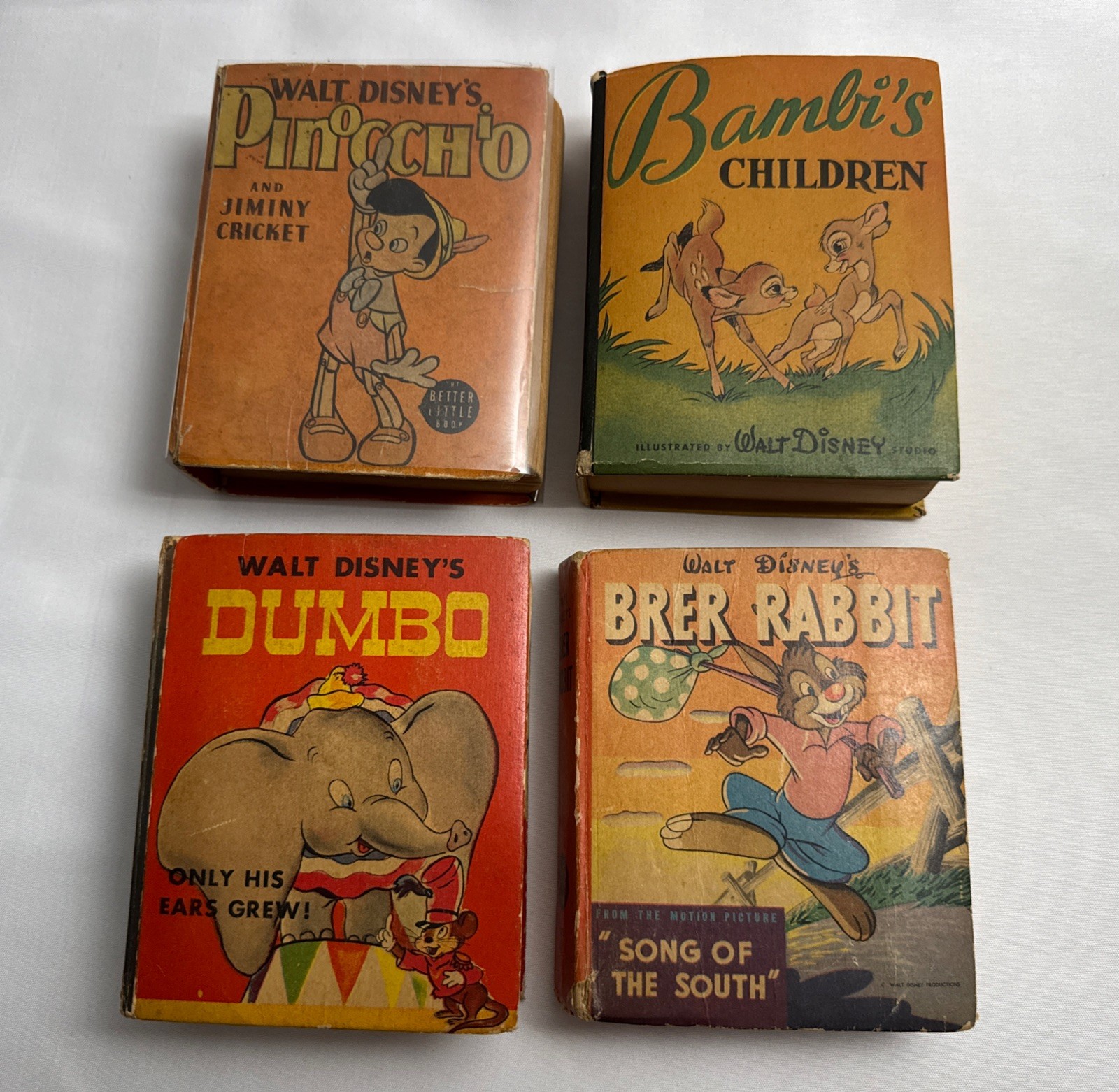4 - Vintage Walt Disney Better Little Books: Pinocchio/Bambi/Dumbo/Brer Rabbit