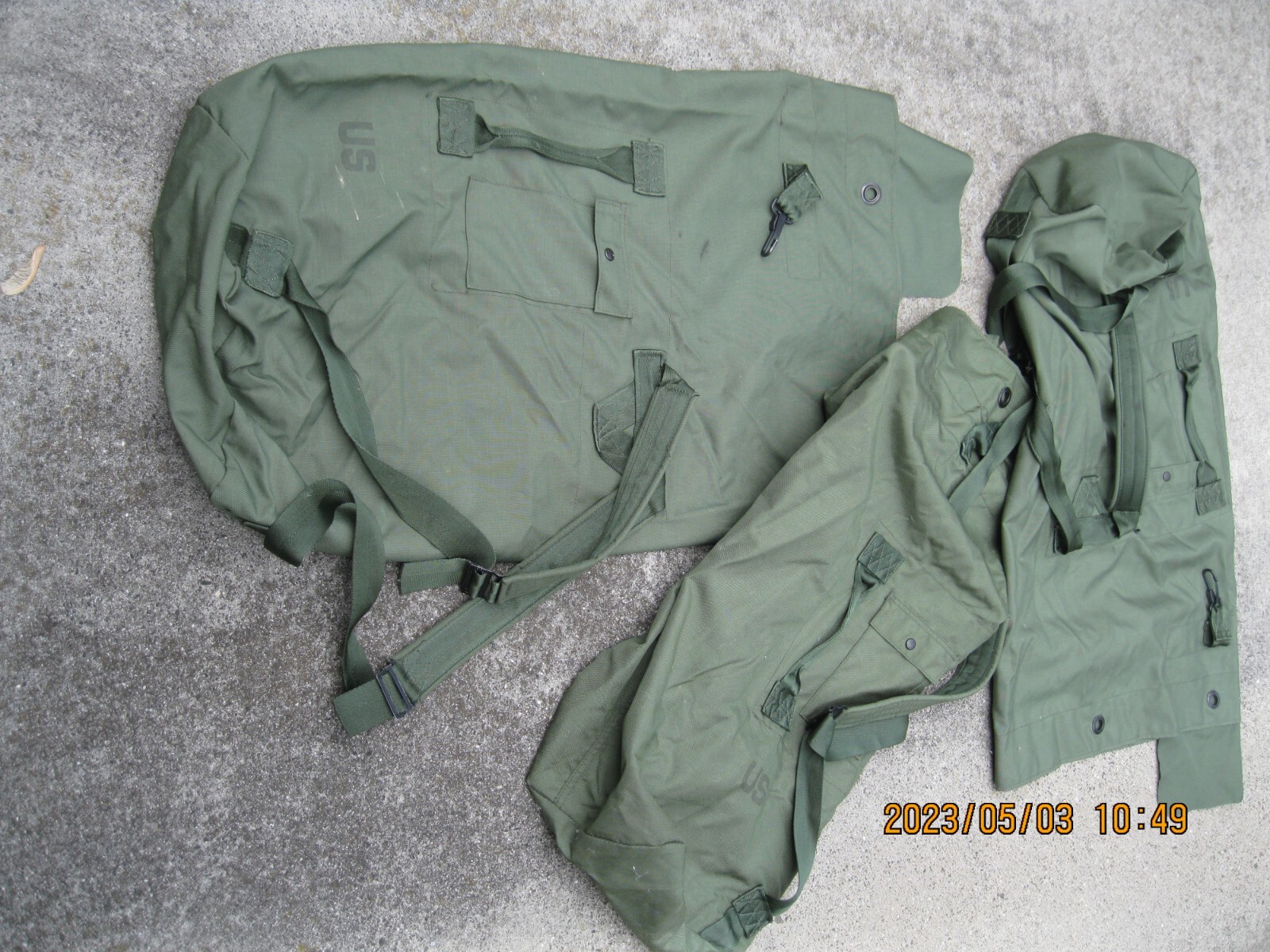 Army Green Canvas Top Load Duffle Bag - Used