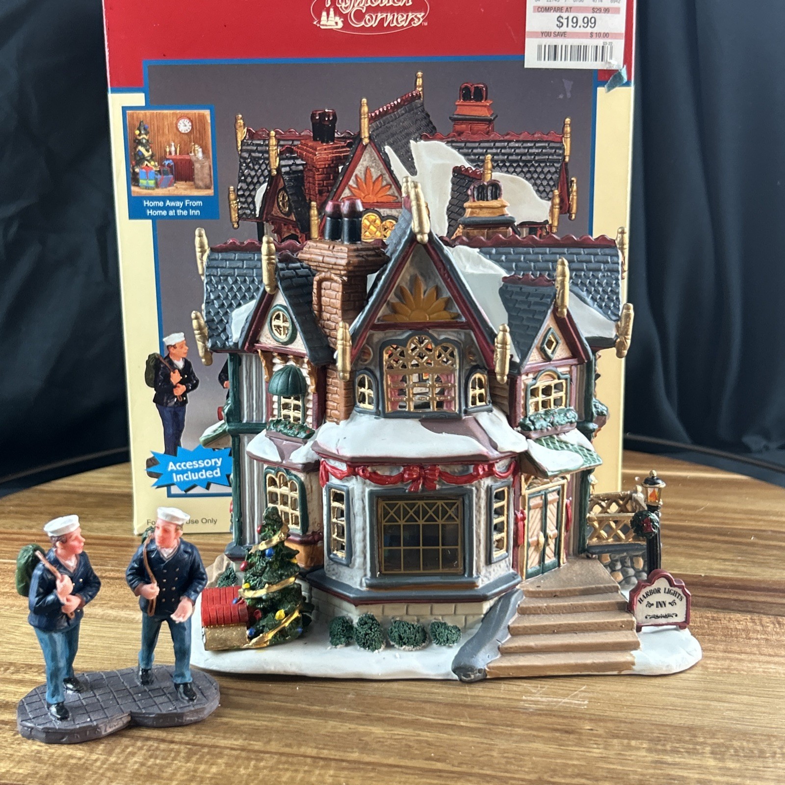 Lemax Harbor Lights Inn Complete W Sailors Plymouth Corners Christmas Village