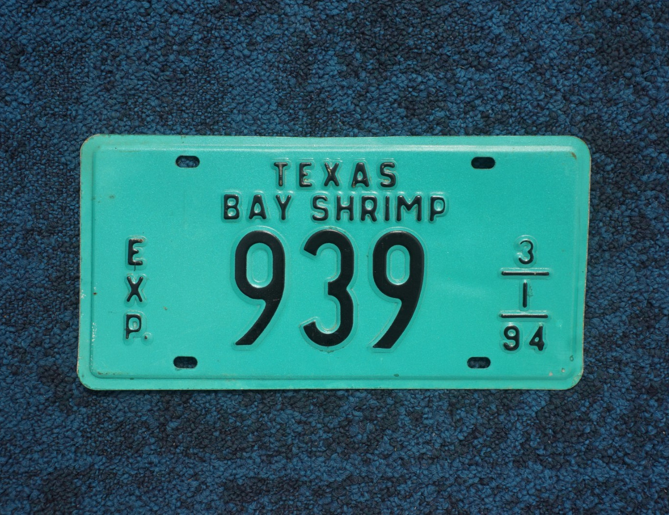 1994 Texas BAY SHRIMP License Plate # 939 1994 Texas BAY SHRIMP License Plate # 939