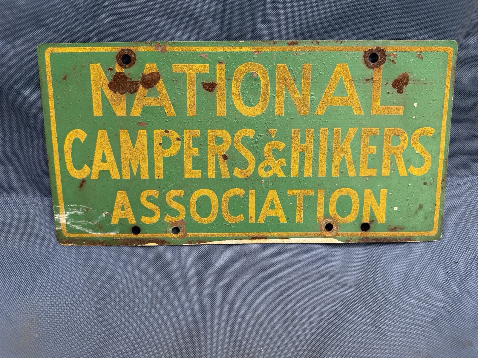 Vintage NCHA National Campers & Hikers Association Reflective Advertising Sign 