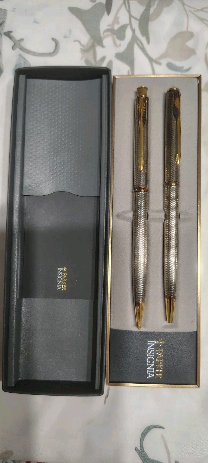 PARKER INSIGNIA SILVER PLATED BALL POINT PEN,0.5MM PENCIL 