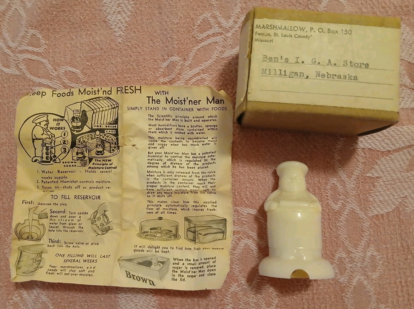 Vtg. 1940s Kitchen Gadget Bread Dehumidifier The Moist\'ner Man Baker Figure Rare