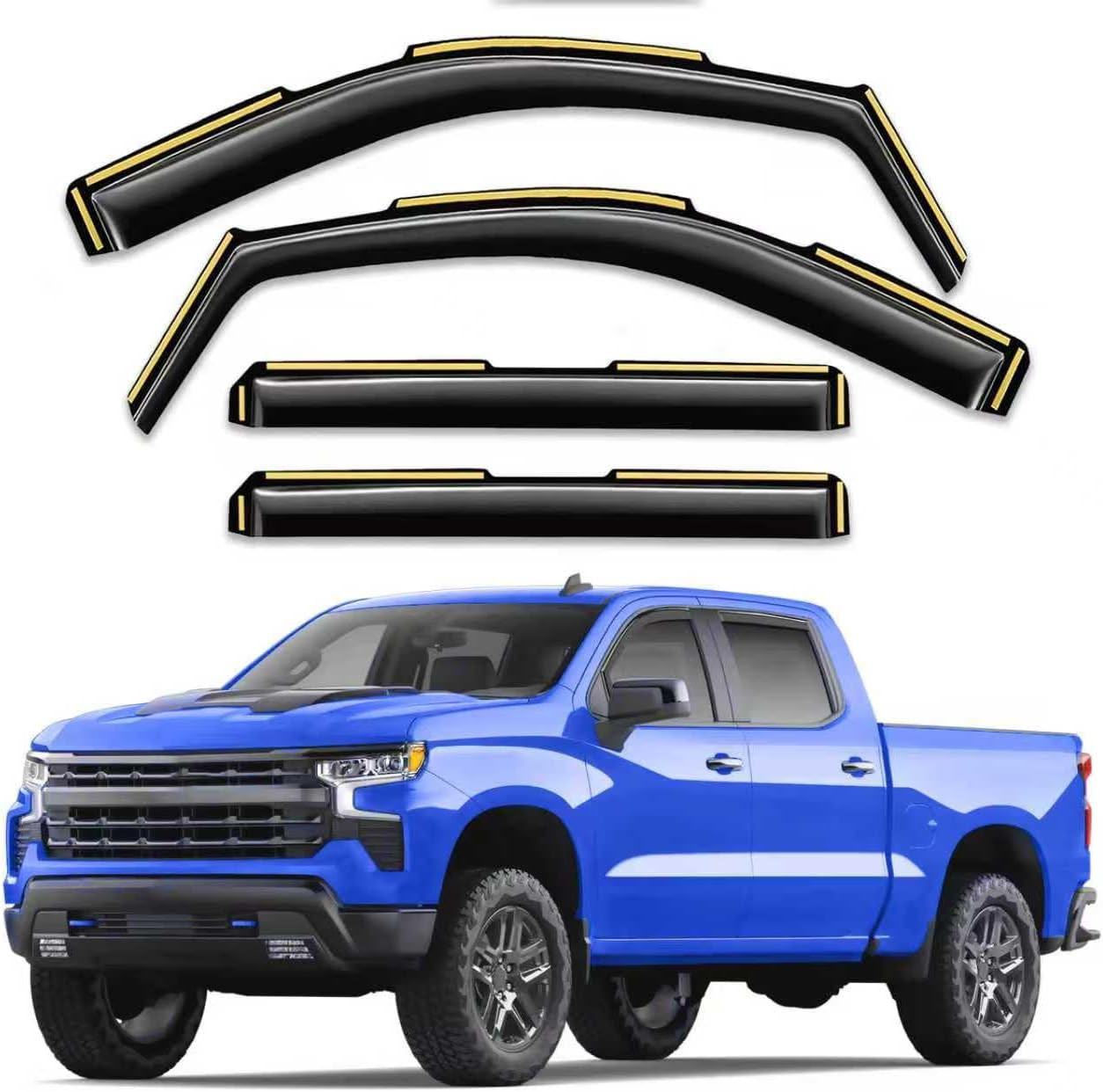 In-Channel Window Rain Guards Fit for Chevy Silverado/Gmc Sierra 1500 2019-2026