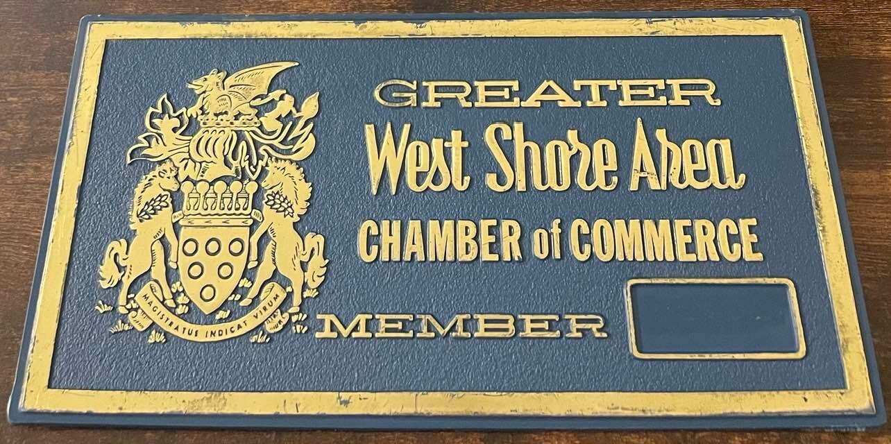 Greater West Shore Area Booster License Plate ? Sign? Chamber of Commerce PA
