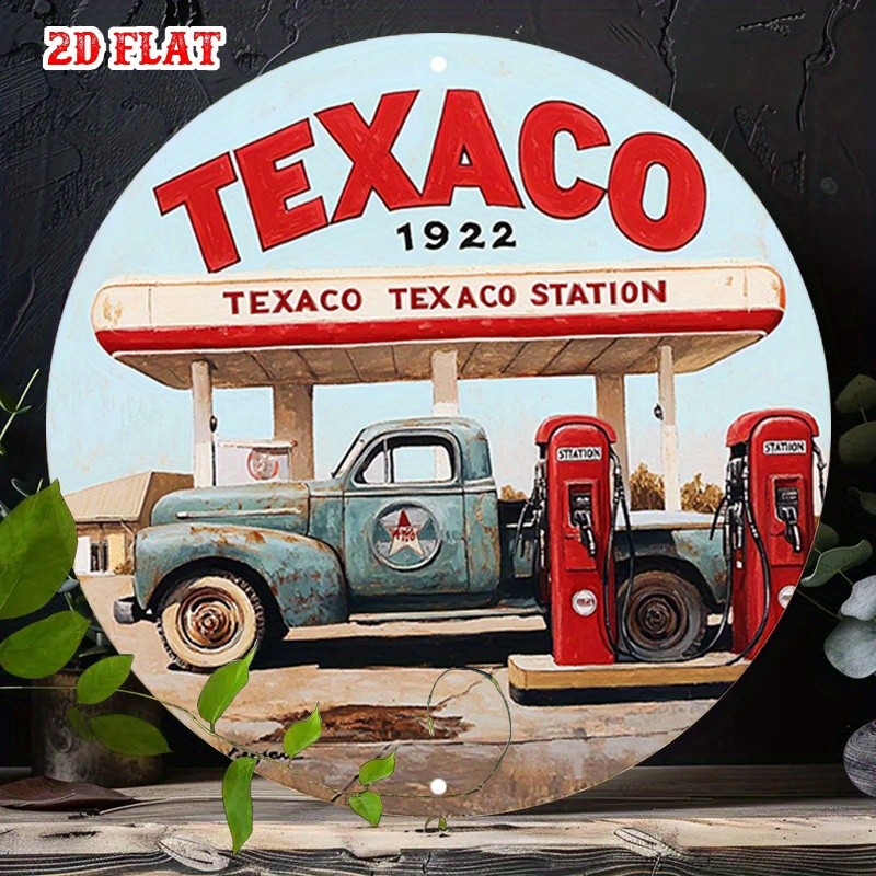 1pc Retro Texaco Gas Station Vintage Truck Aluminum Tin Metal Signs - 7.87