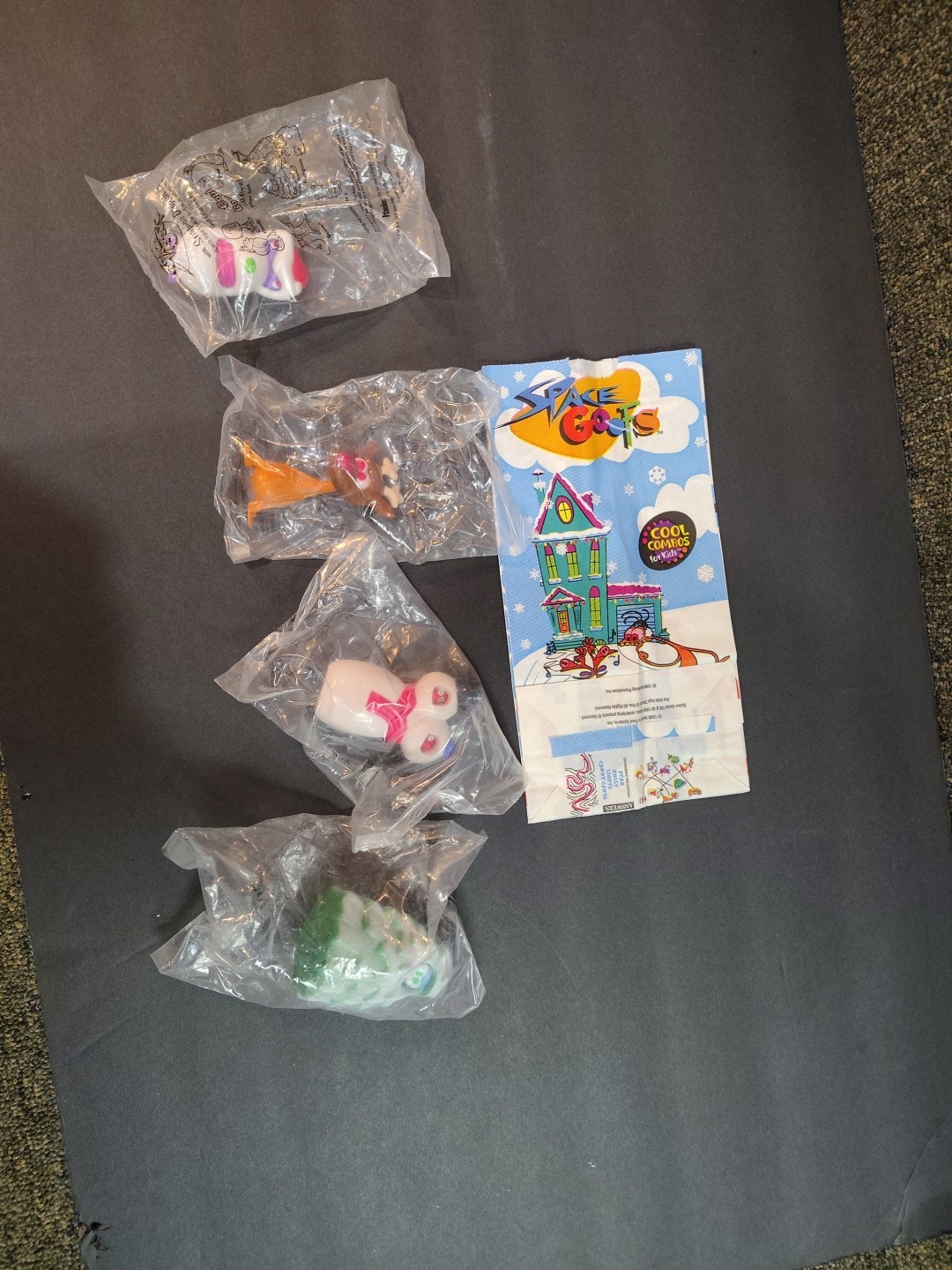 Vintage 1998 Space Goofs Hardee's Christmas Toys Complete Set NIp With New Bag