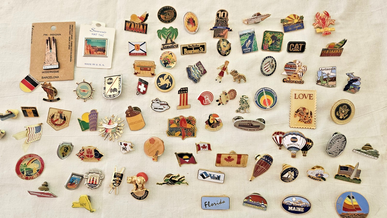 Vintage Lot of 78 Worldwide Souvenir Travel & Advertising Lapel Pins Pinbacks
