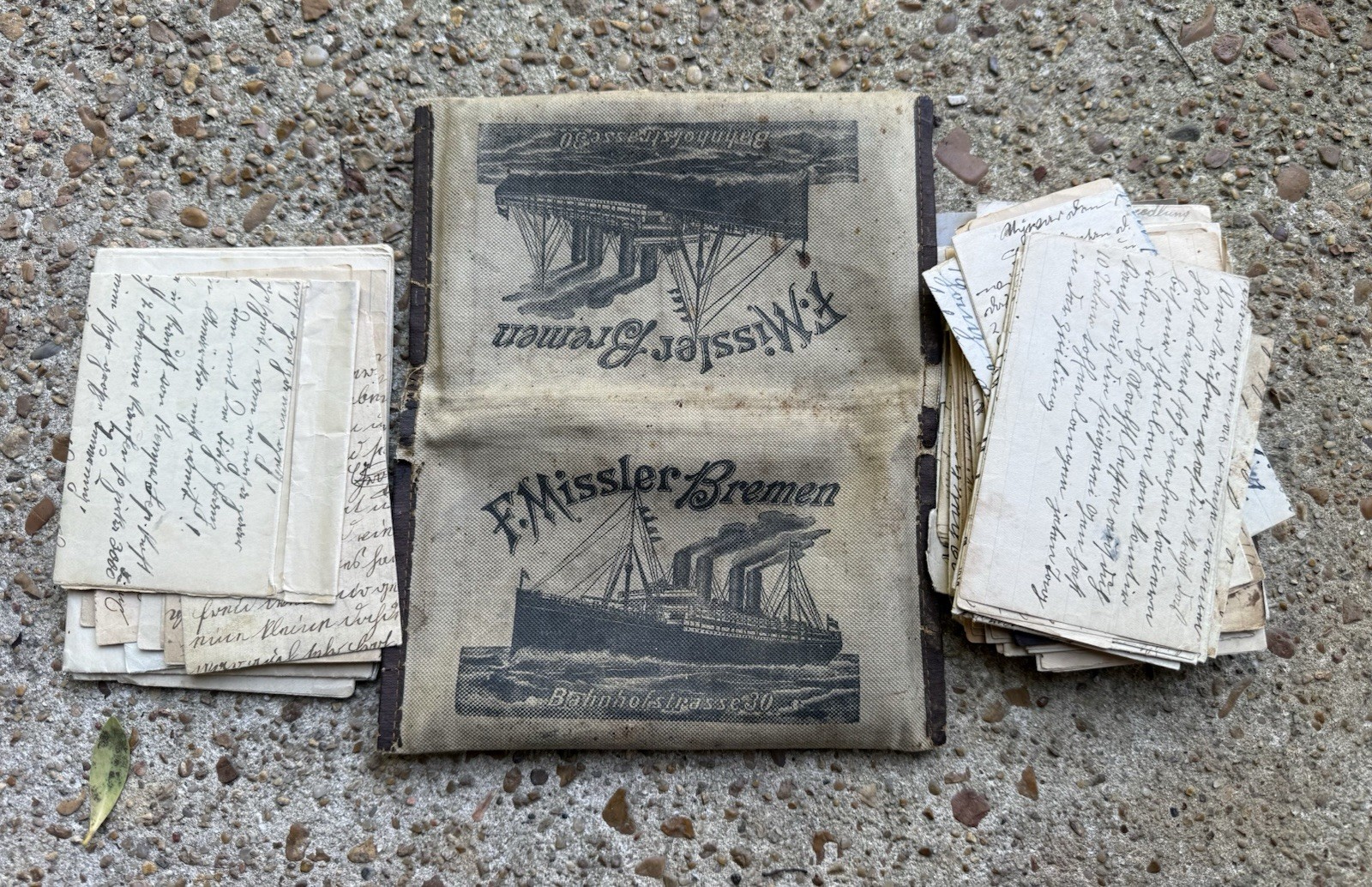 Antique F. Missler Bremen Ocean Liner Ticket Wallet W/ Dozens Of German Letters