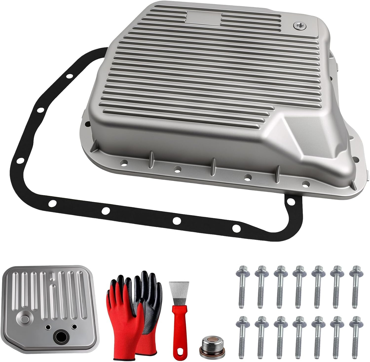 Upgraded Aluminum Oil Pan with Gasket&Magnetic Drain Plug&Filter Compatible with