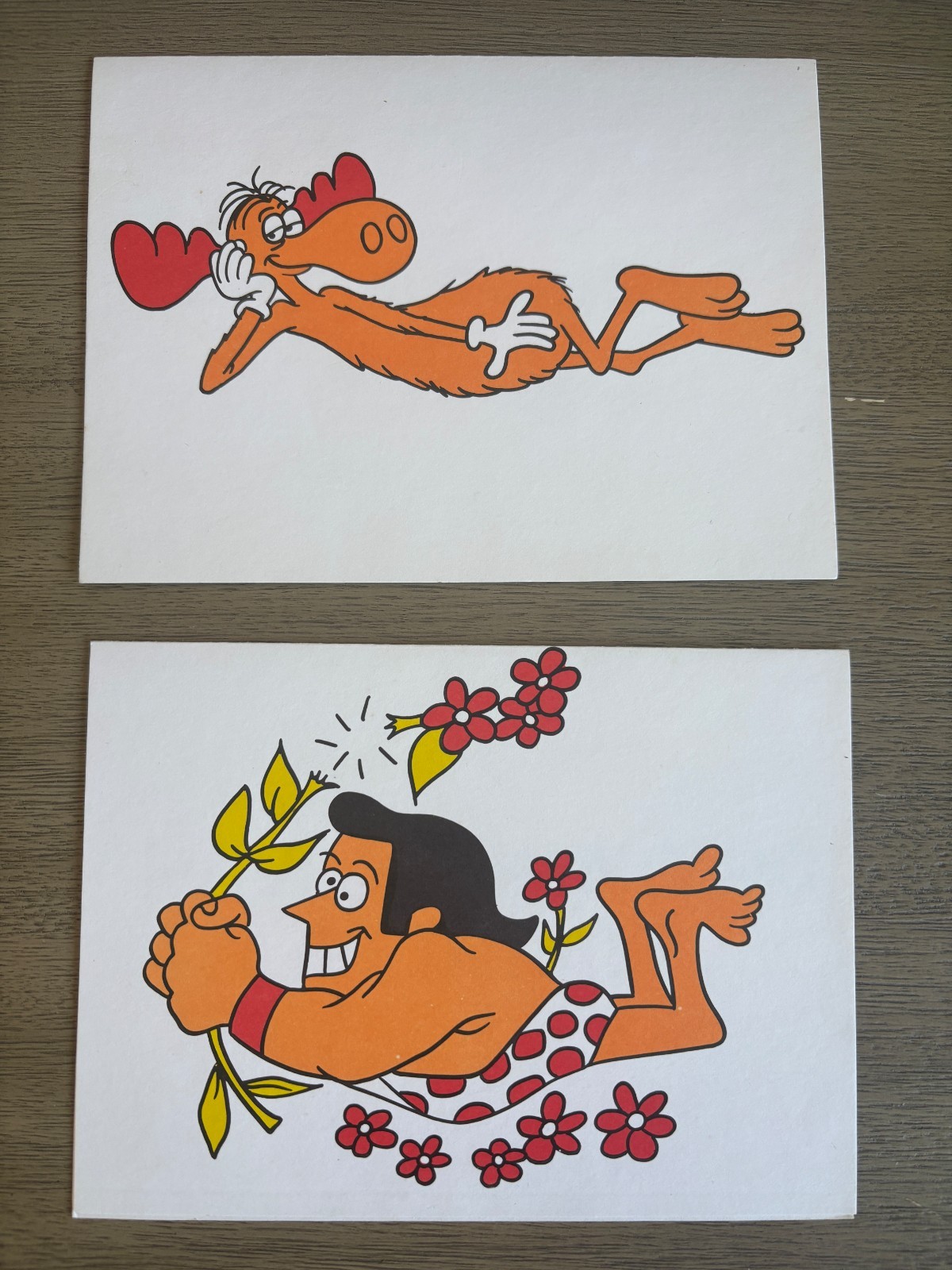 Bullwinkle George of the Jungle Lot of  2 vintage greeting cards JAY WARD Rare