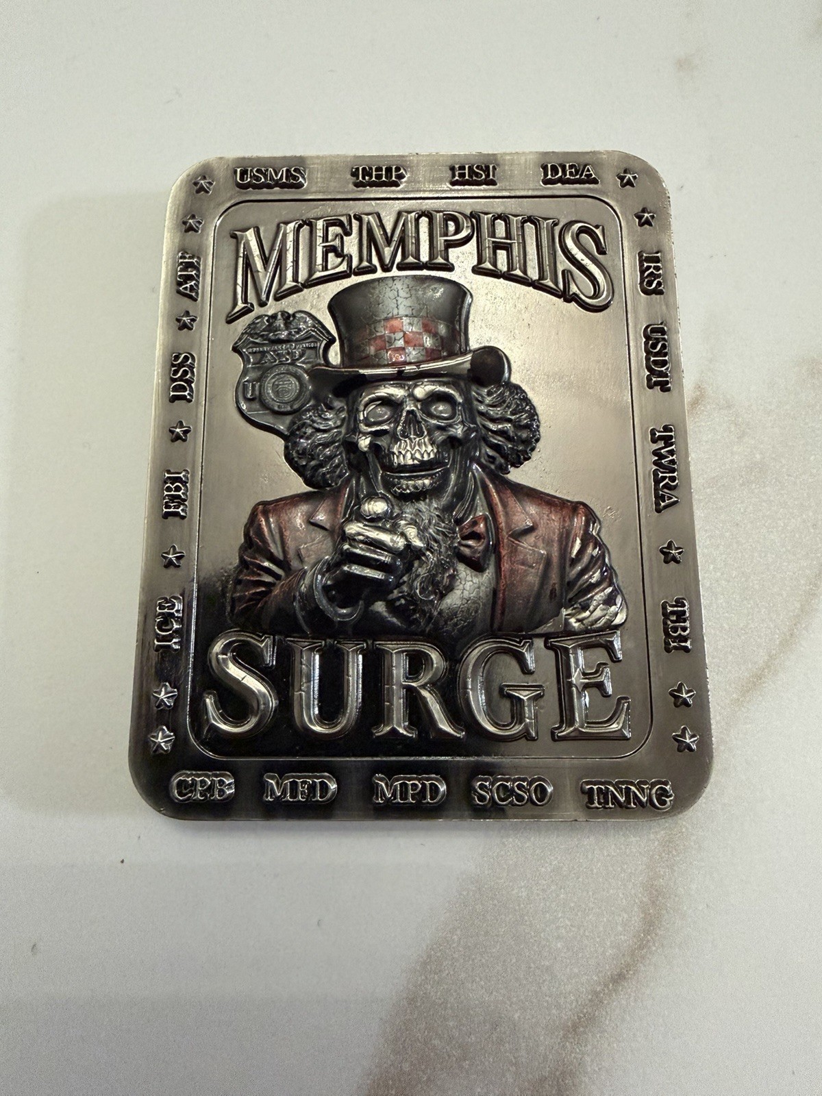 ATF MEMPHIS SURGE ELVIS UNCLE SAM POLICE CHALLENGE COIN SERIALIZED NUMBERED
