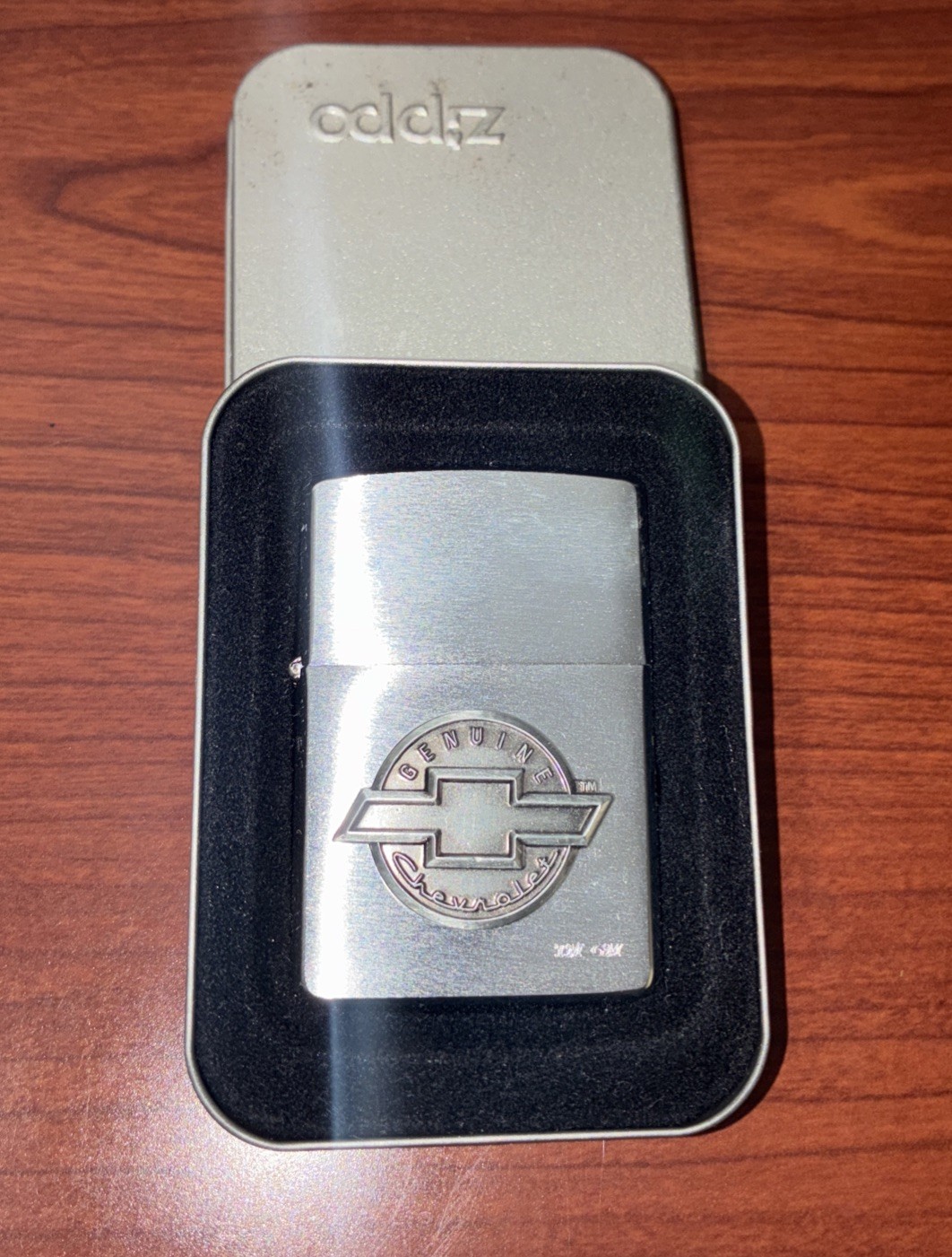 Zippo 2000 Advertising Genuine Chevrolet Raised Emblem Lighter - 