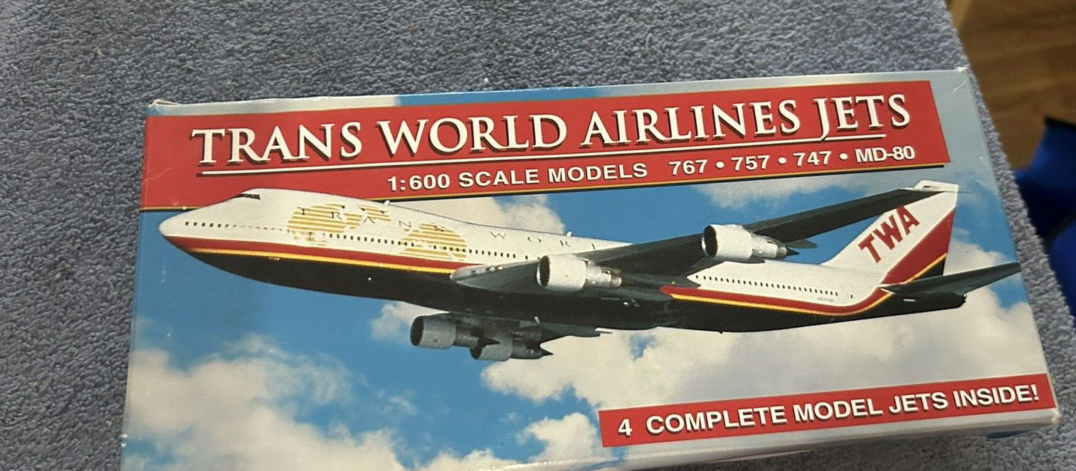 COLLECTOR'S ITEM:  NIB TWA JETS 767-757-747  & MD-80 (1:600 SCALE MODELS)